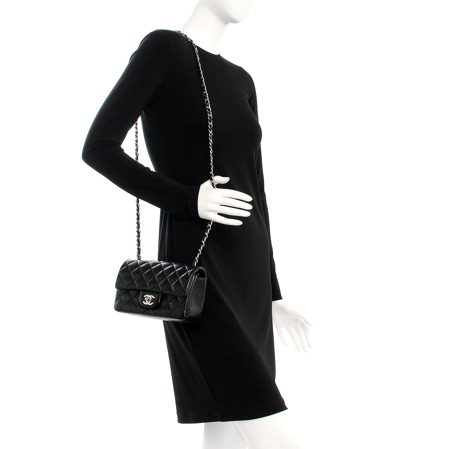 Chanel Lambskin Quilted Mini Rectangular Flap Black 2 of 9