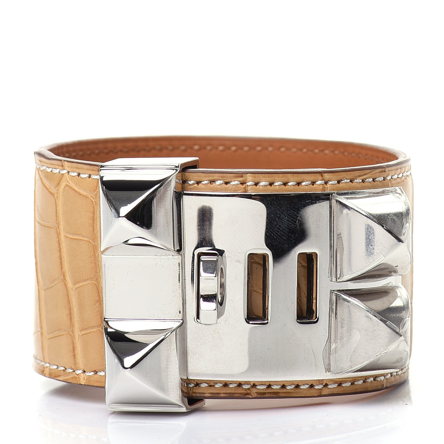 Hermes Matte Alligator Collier de Chien CDC Bracelet L Maize 3 of 6