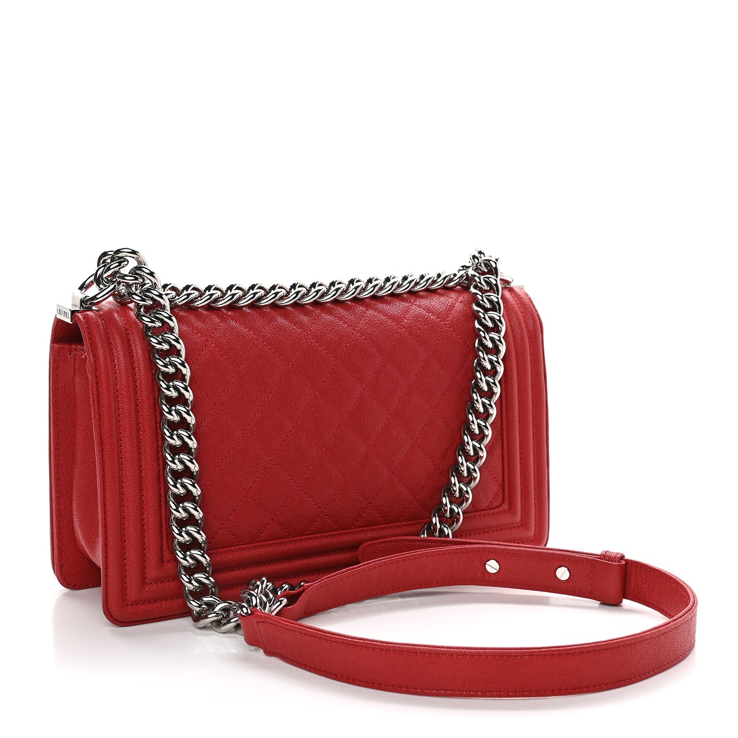 Caviar Quilted Medium Boy Flap Red