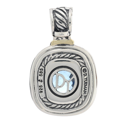 David Yurman Sterling Silver 14K Yellow Gold Blue Topaz 12mm Albion Enhancer Pendant 3 of 3