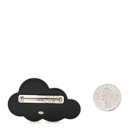 Chanel Glittered Resin Crystal Pearl CC Cloud Brooch Black Silver 2 of 4