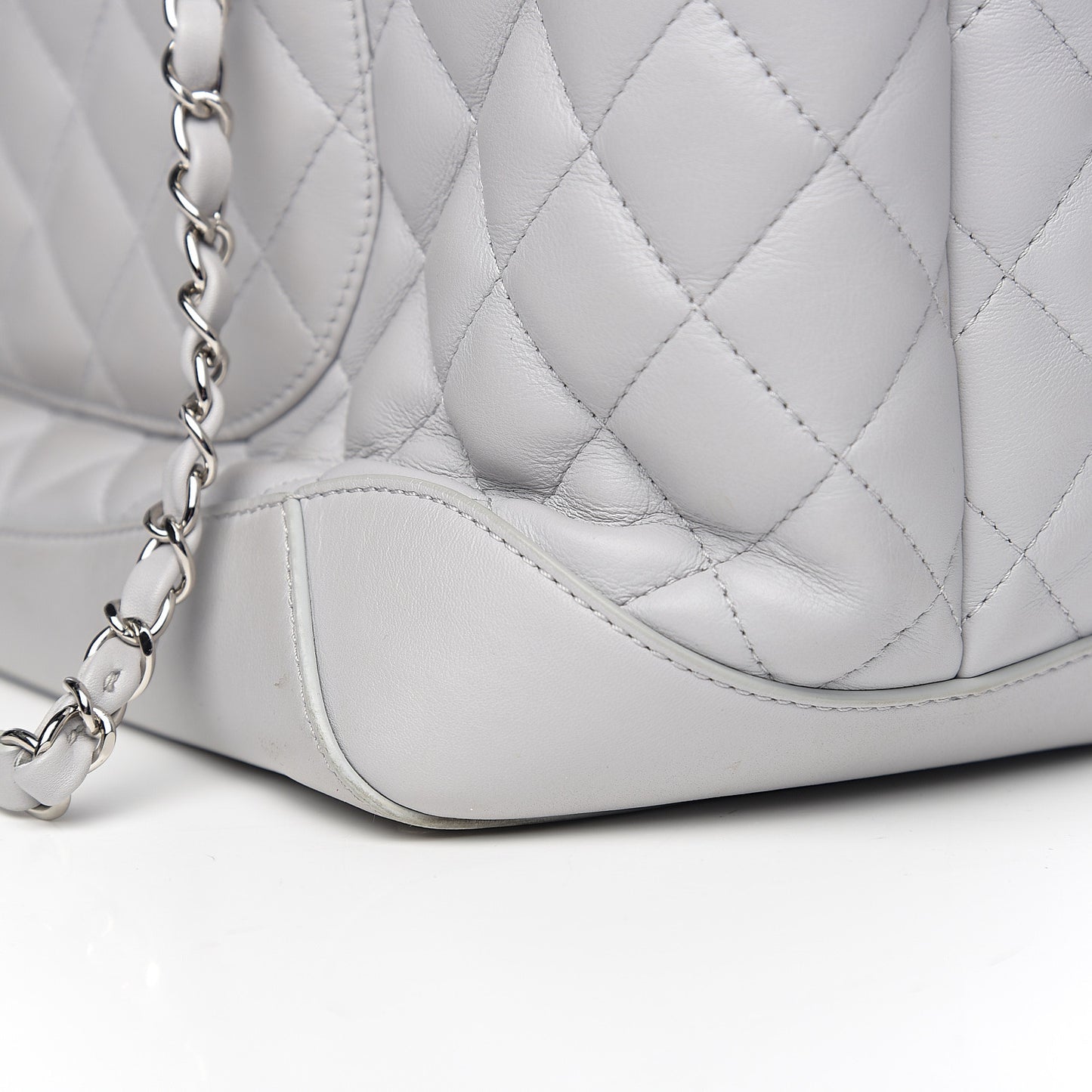 Calfskin Quilted Large Easy Shopping Tote Grey