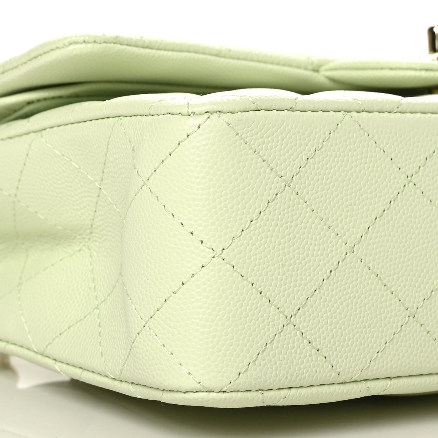 Caviar Quilted Small Double Flap Light Green