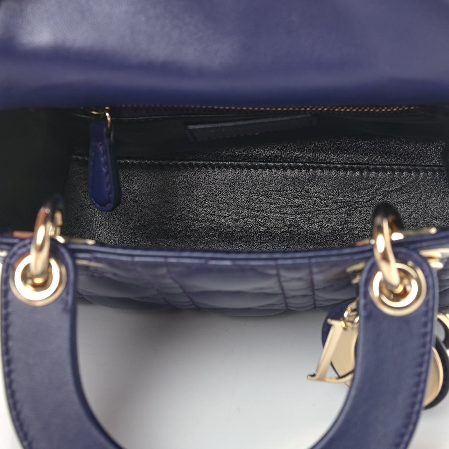 Lambskin Cannage Mini Lady Dior Navy Blue