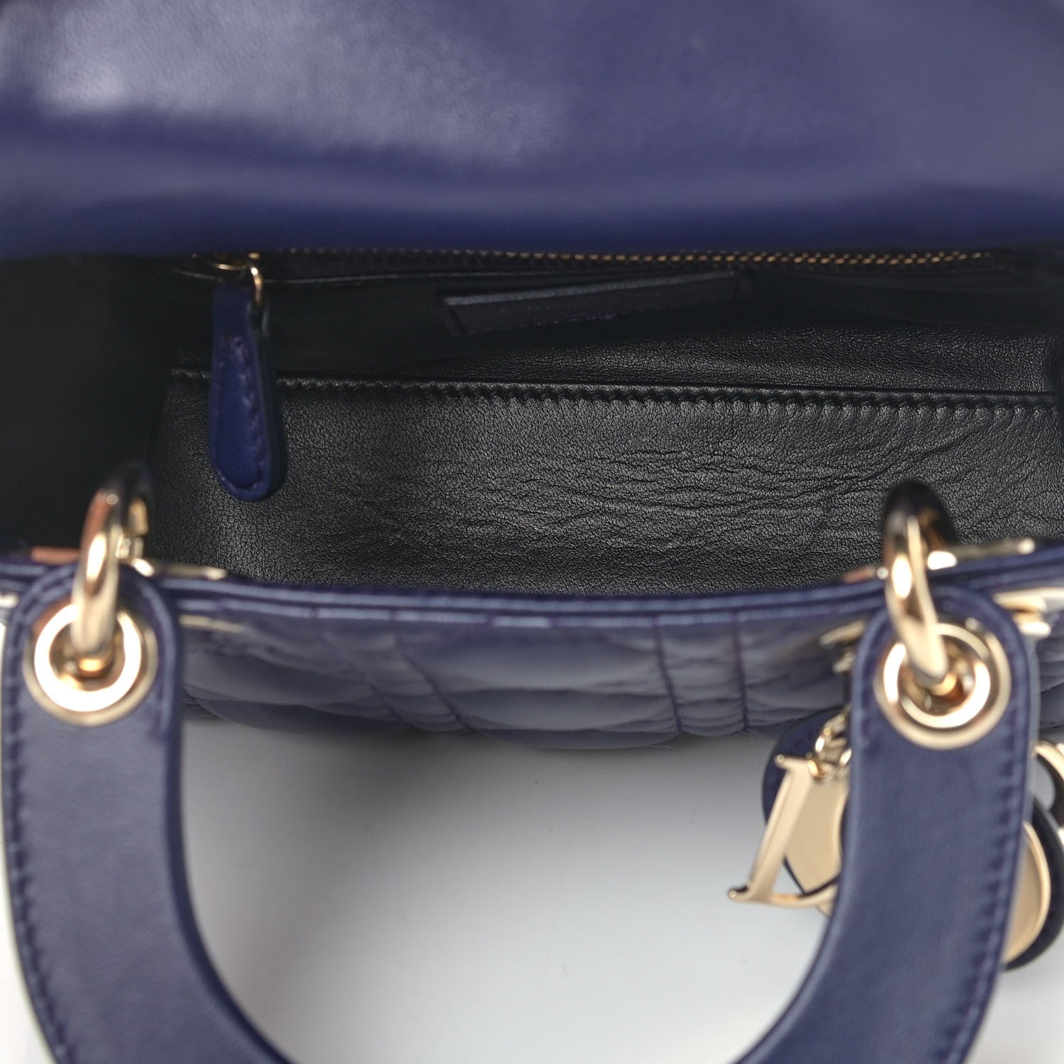 Christian Dior Lambskin Cannage Mini Lady Dior Navy Blue 4 of 8