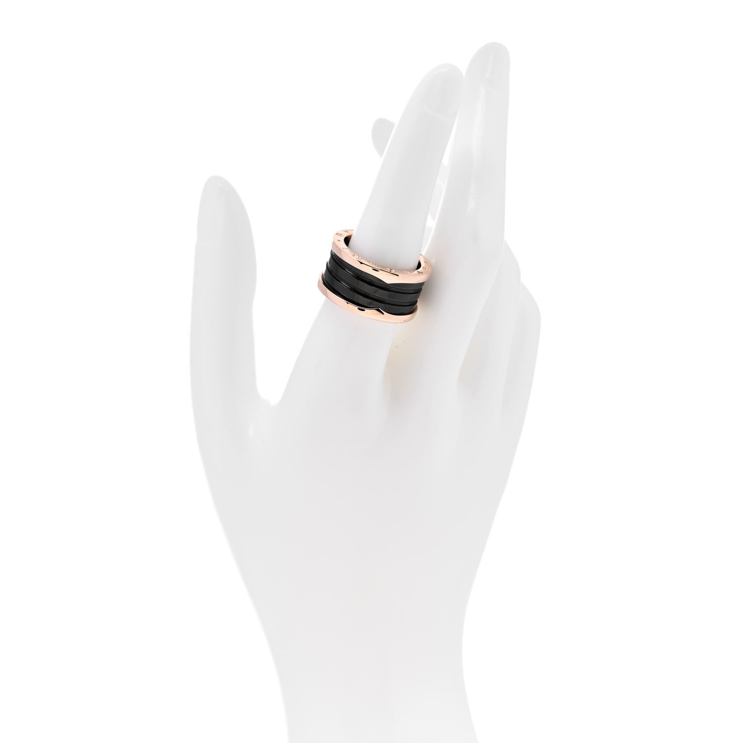 Bulgari 18K Rose Gold Black Ceramic B.Zero1 Four-Band Ring 55 7.25 2 of 6