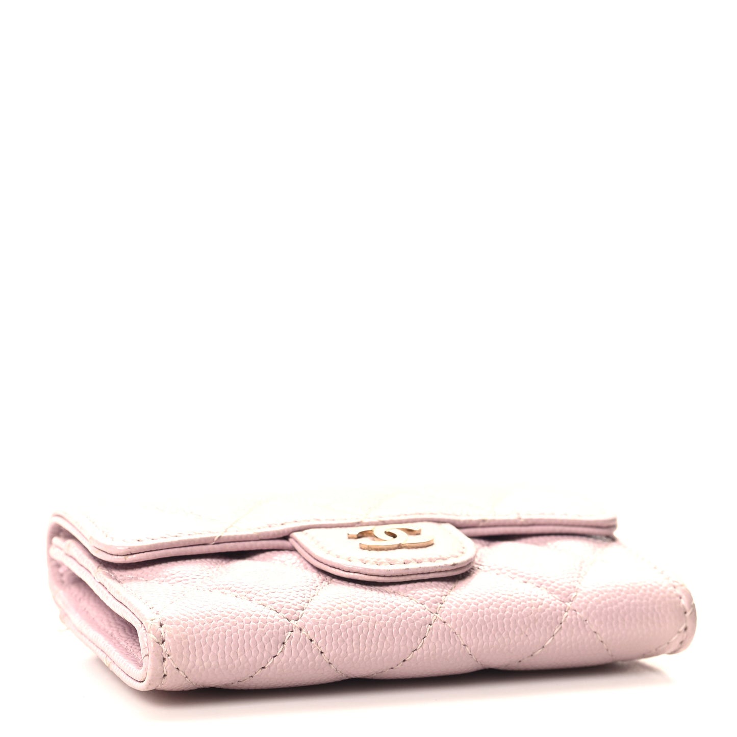 Caviar Quilted Flap Card Holder Wallet Light Pink