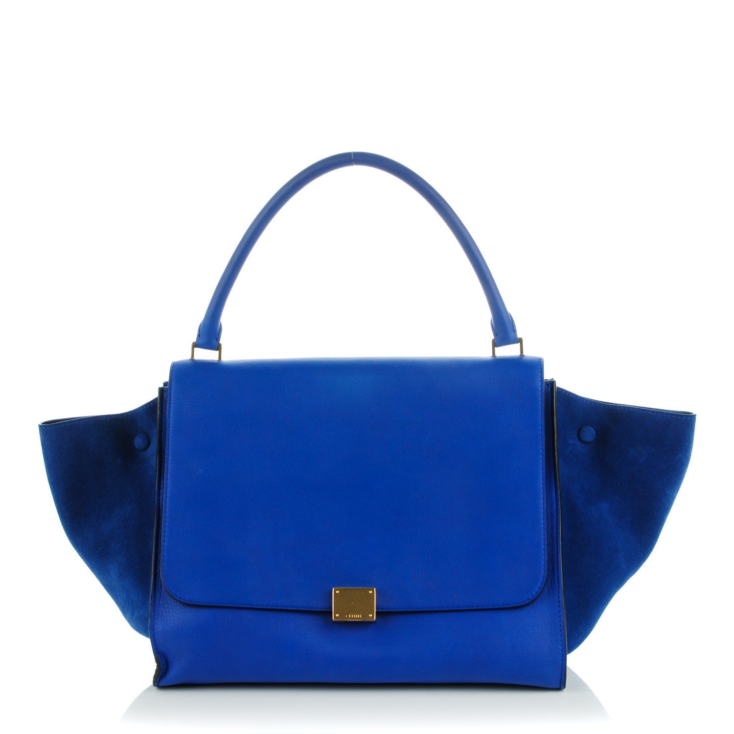 Celine Smooth Calfskin Suede Large Trapeze Royal Blue 1 of 8