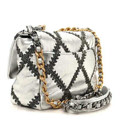 Chanel Metallic Calfskin Crochet Medium Chanel 19 Flap Silver 3 of 10