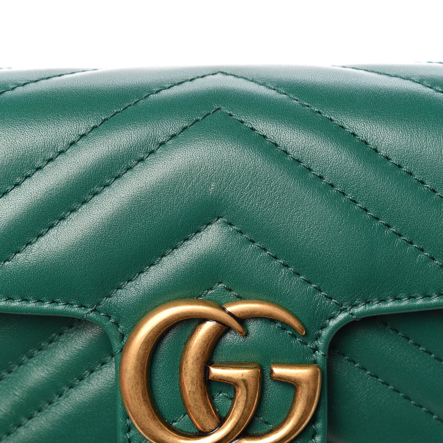 Gucci Calfskin Matelasse Super Mini GG Marmont Shoulder Bag Emerald Green 10 of 12