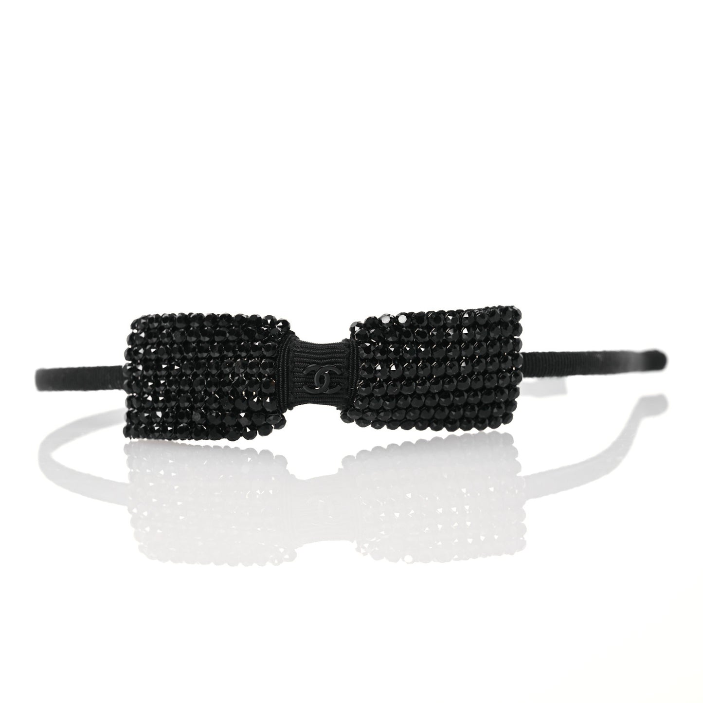 Silk Crystal CC Bow Headband Black
