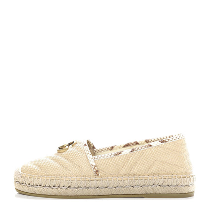 Gucci Straw Elaphe Matelasse GG Marmont Espadrilles 37 Natural Cream Brown 1 of 11