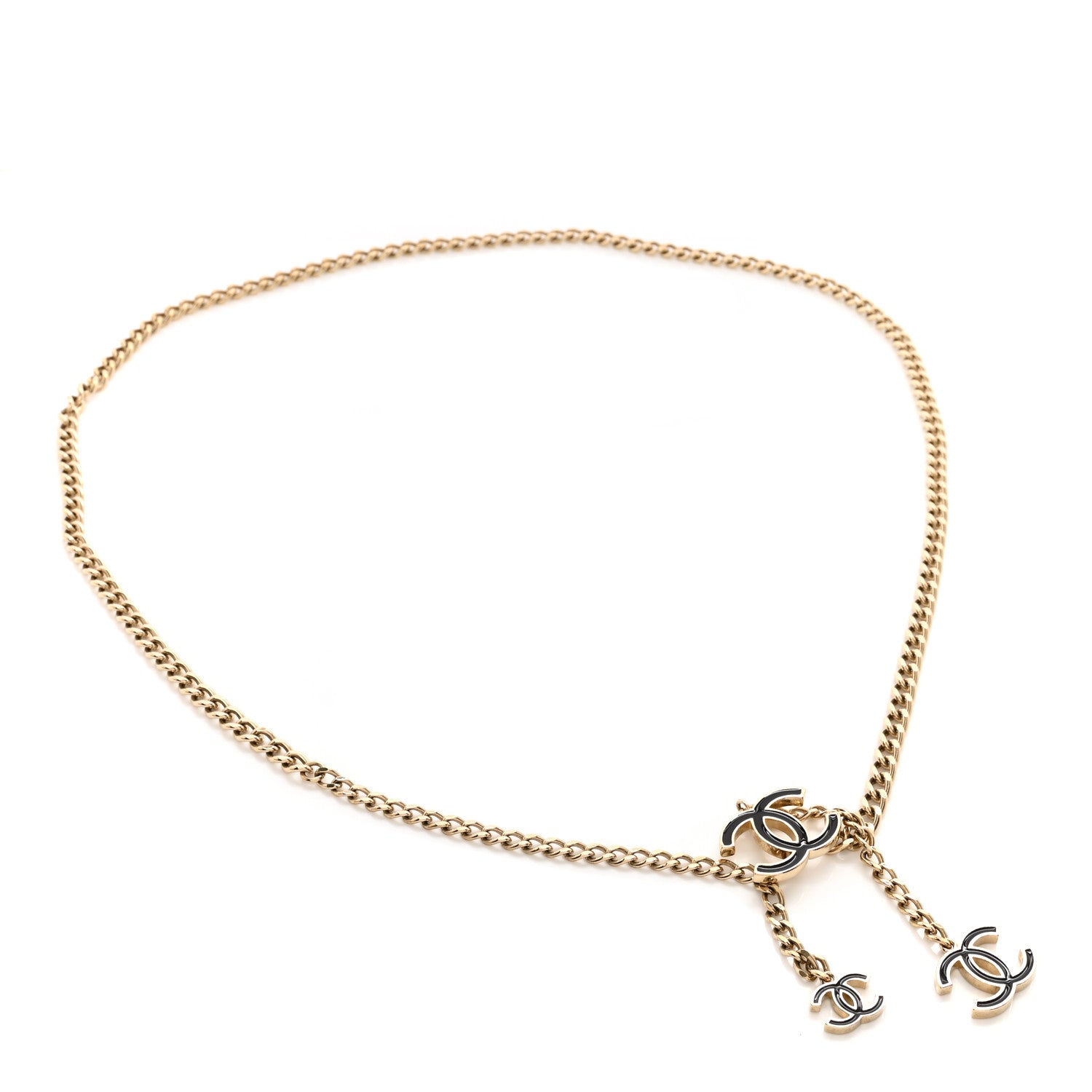 Chanel Enamel CC Ceinture Fantai Adjustable Belt Gold Black 1 of 5