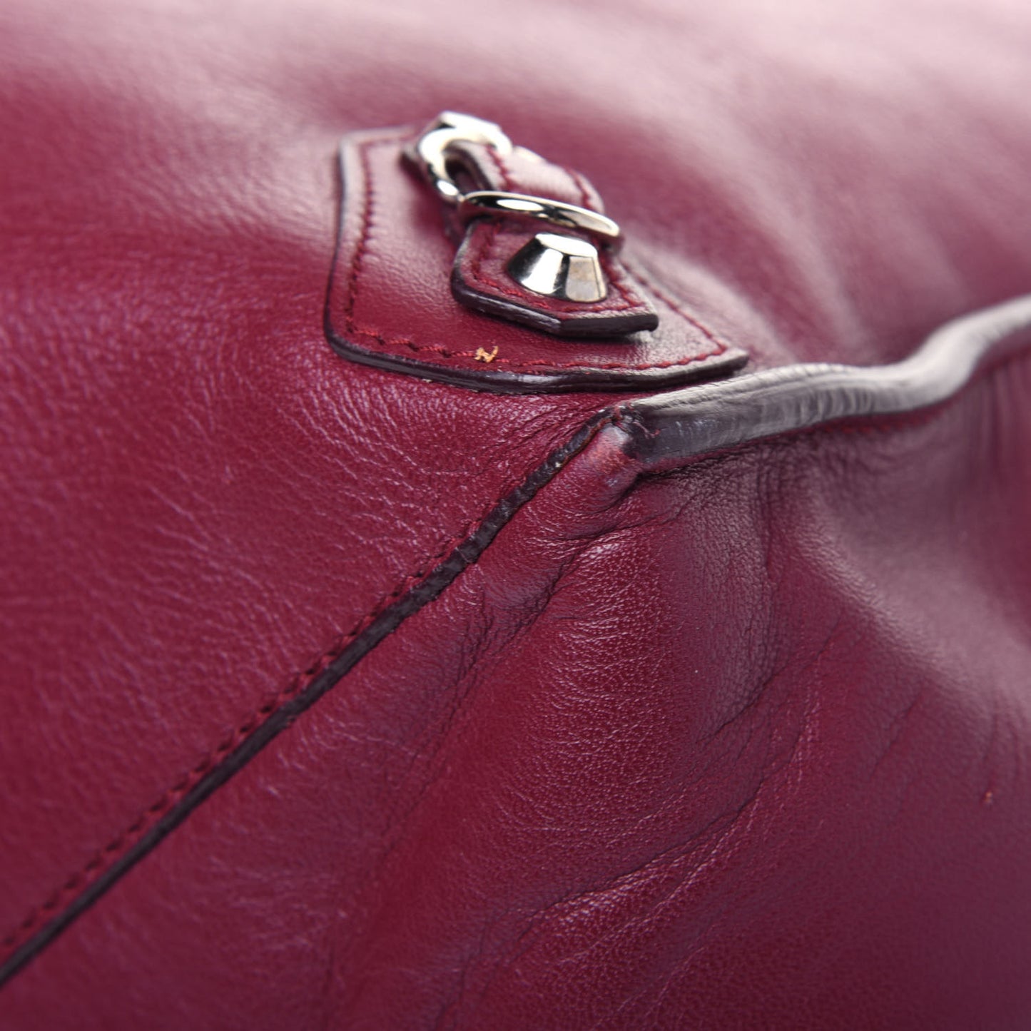 Veau Papier Classic Silver Hardware A4 Zip Around Tote Rouge Pourpre