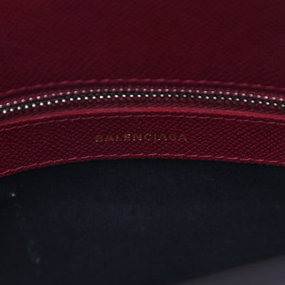 Balenciaga Signature Grained Calfskin Logo S Ville Top Handle Bag Rouge Grenat White 6 of 10