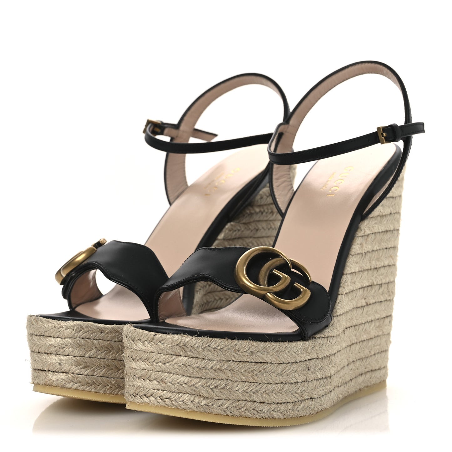 Nappa Matelasse GG Marmont Slingback Platform 45/130mm Espadrille Wedges 36 Black