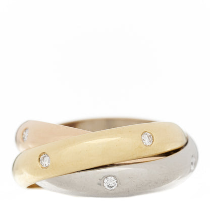 Cartier 18K Pink Yellow White Gold Diamond Trinity Ring 50 5.25 5 of 13