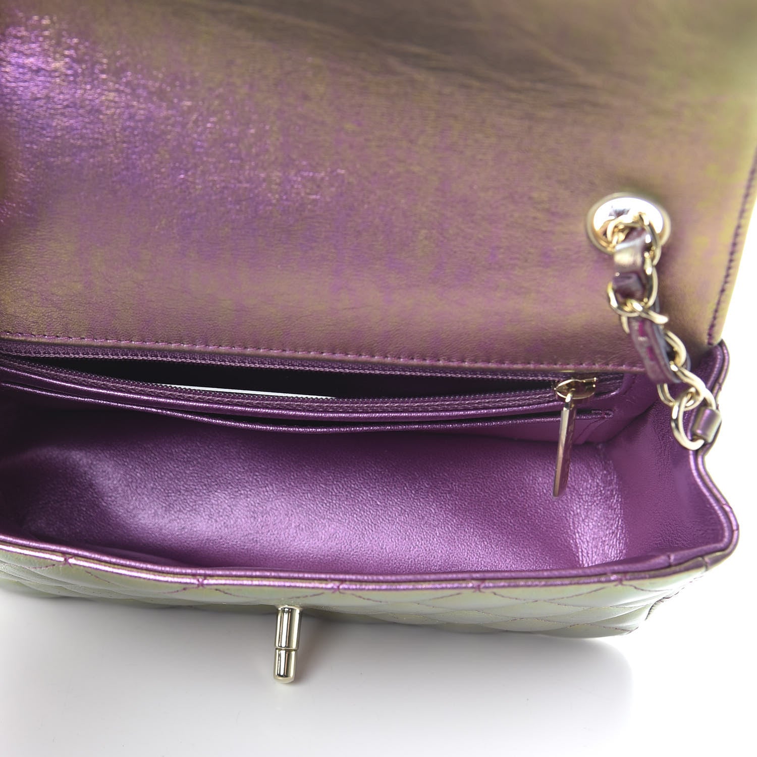 Chanel Iridescent Lambskin Quilted Mini Rectangular Flap Purple 5 of 11