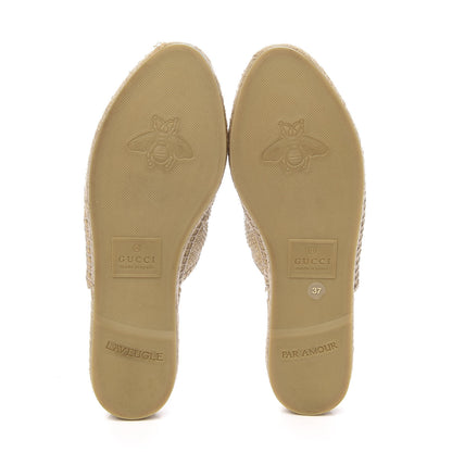 Gucci Straw Elaphe Matelasse GG Marmont Espadrille Slippers 37 Natural Cream Brown 5 of 11