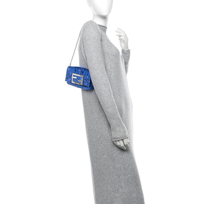 Fendi Metallic Calfskin Mia Pochette Blue 2 of 10