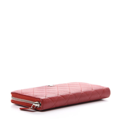 Chanel Caviar Quilted Large Gusset Zip Around Wallet Red 3 of 13