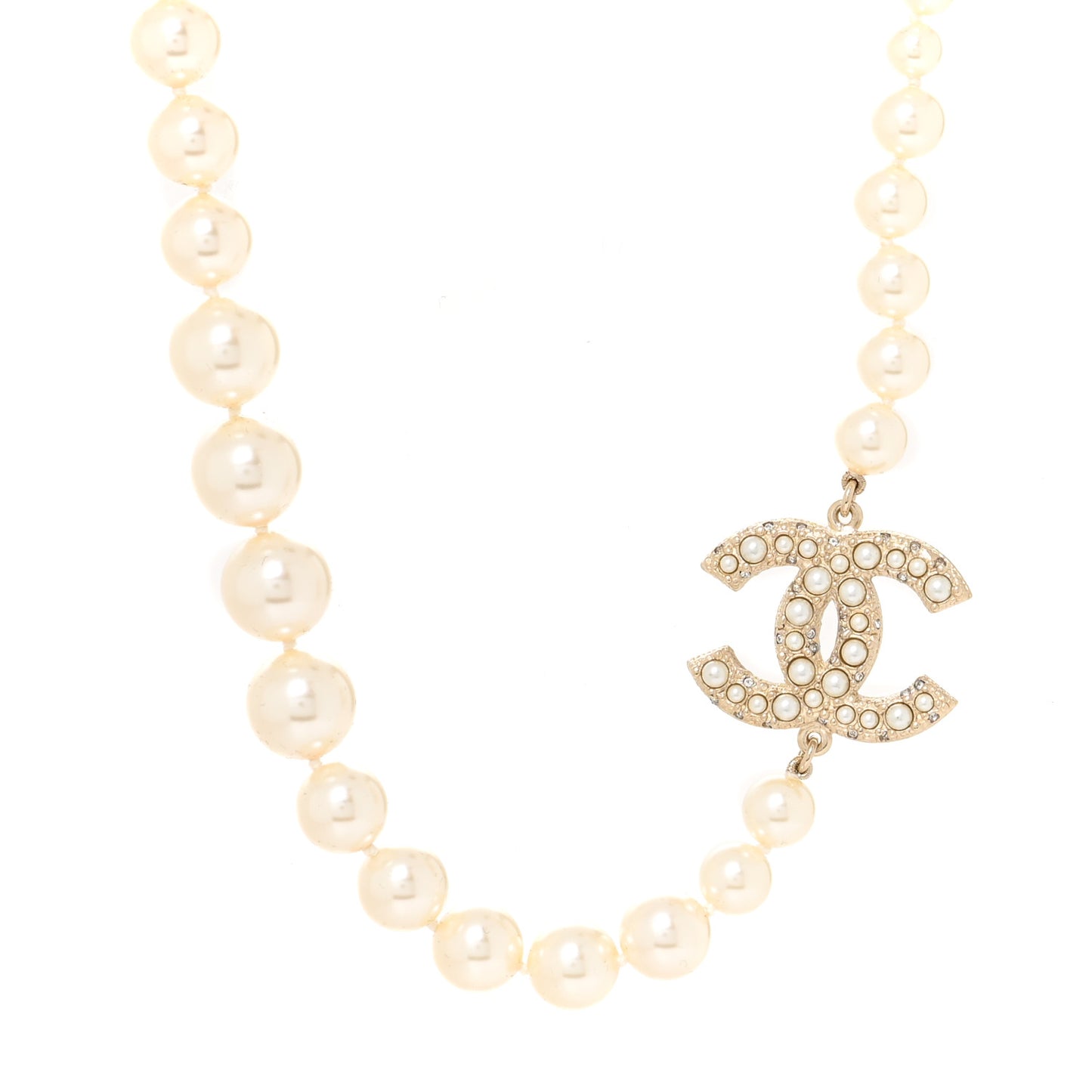 Pearl CC 100th Anniversary Necklace Light Gold