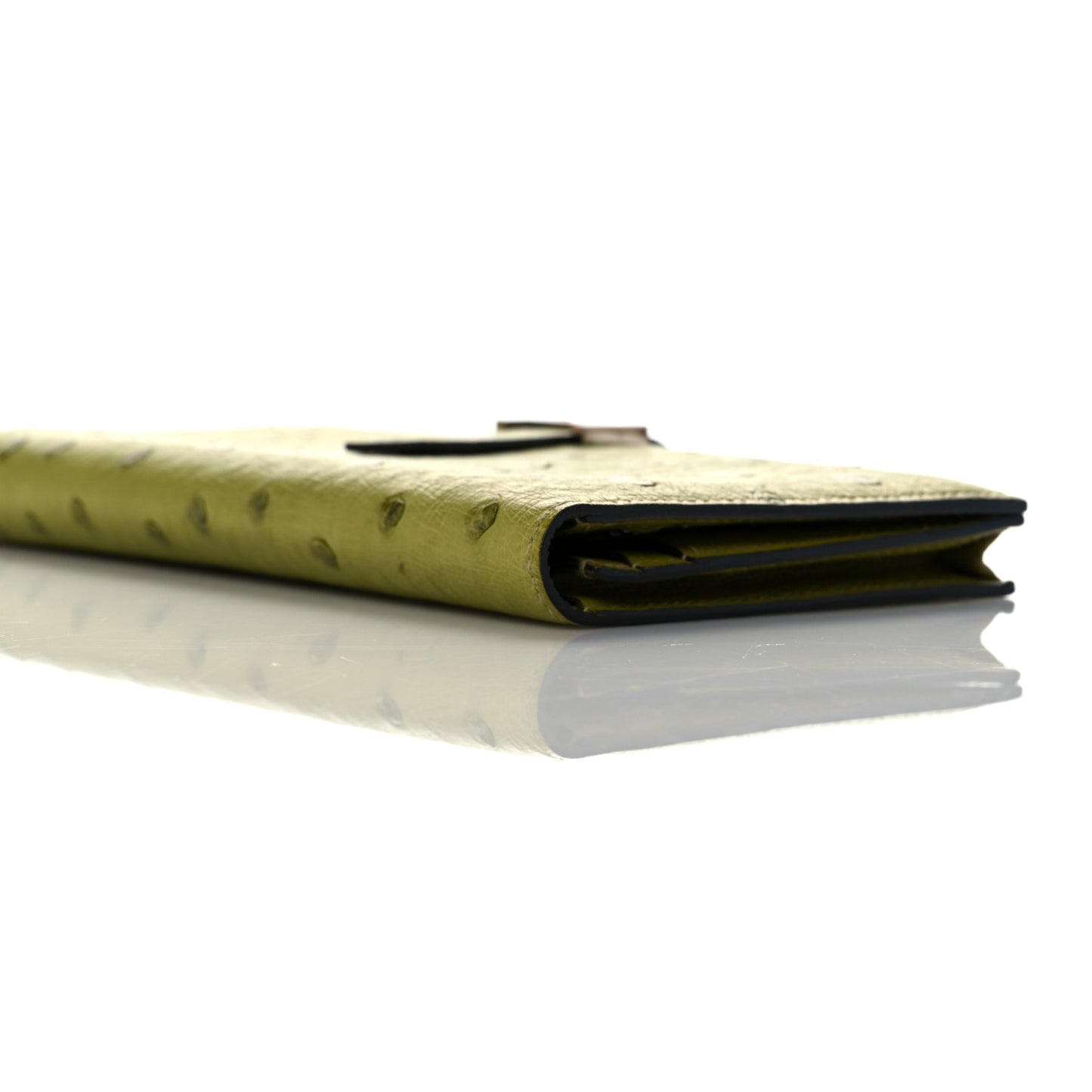 Ostrich Bearn Gusset Wallet Vert Anis