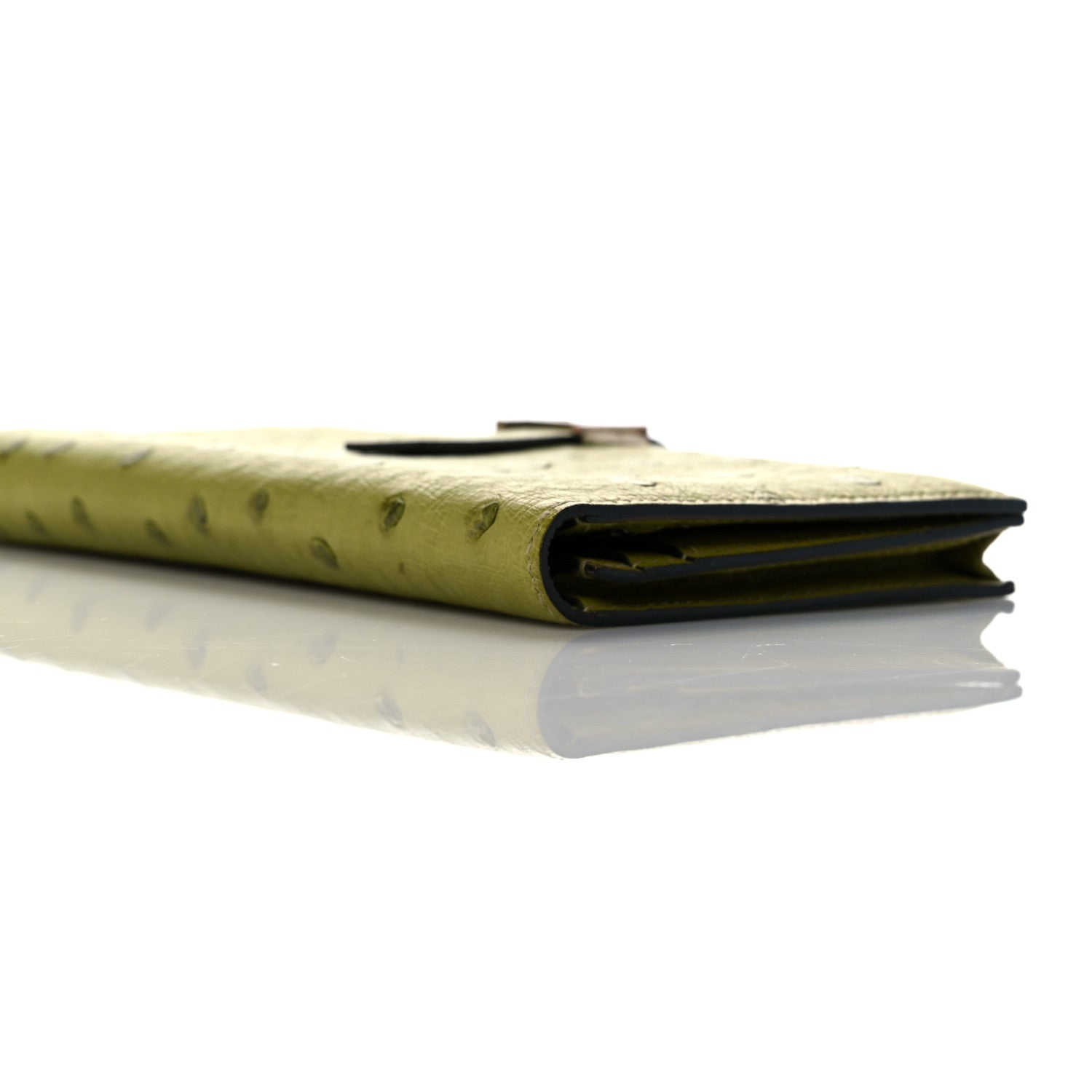 Hermes Ostrich Bearn Gusset Wallet Vert Anis 9 of 12