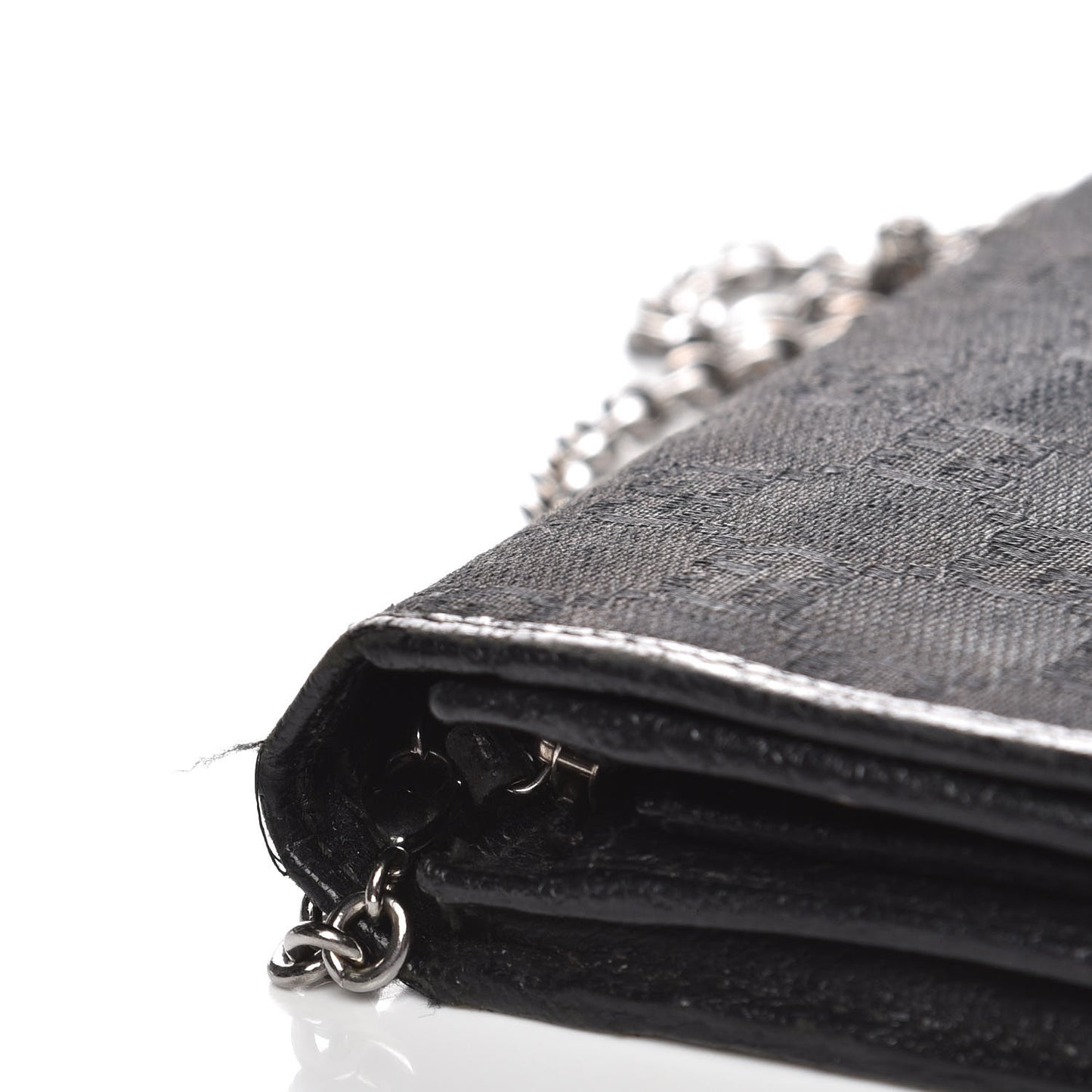 Monogram Metal Bar Chain Wallet Black
