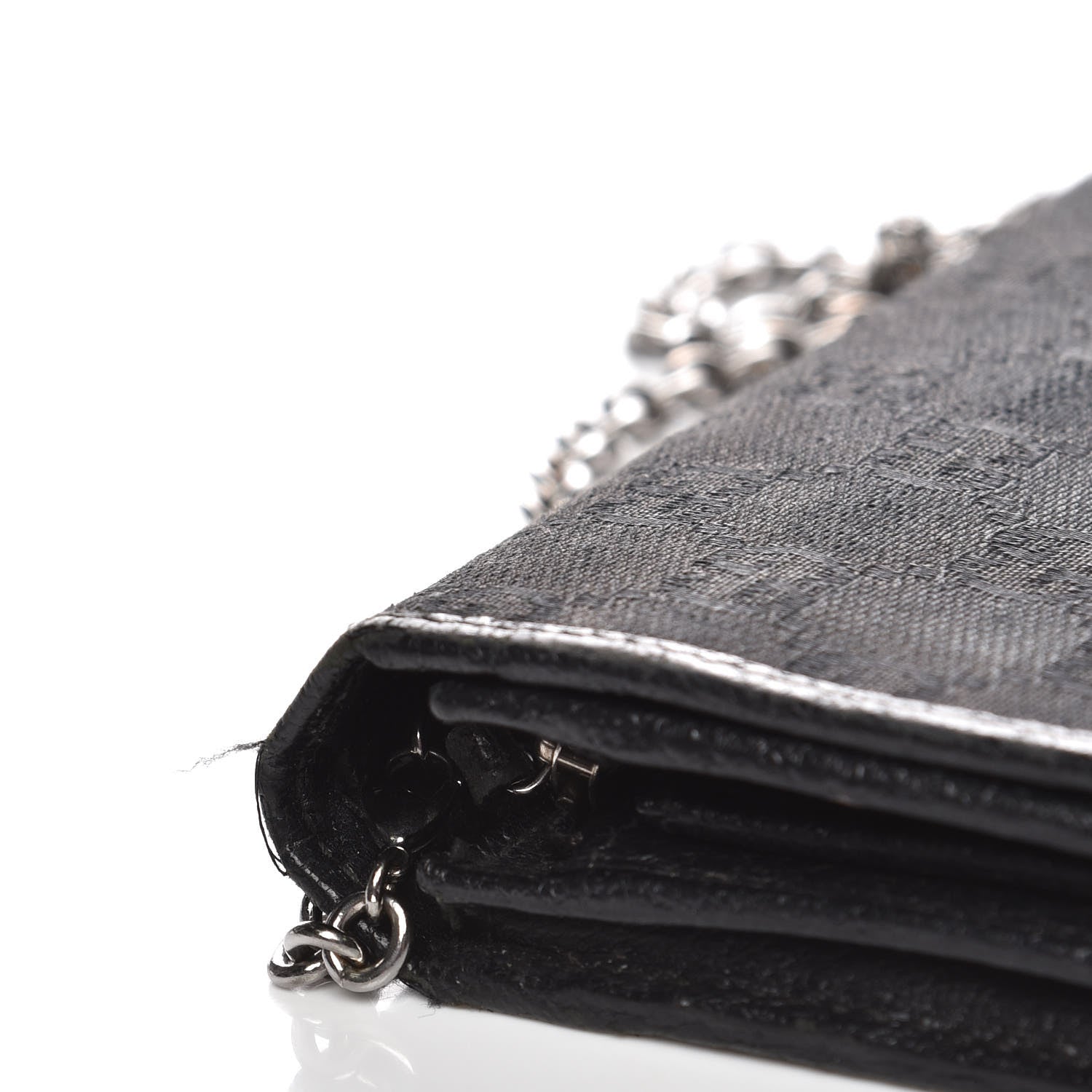 Gucci Monogram Metal Bar Chain Wallet Black 11 of 14