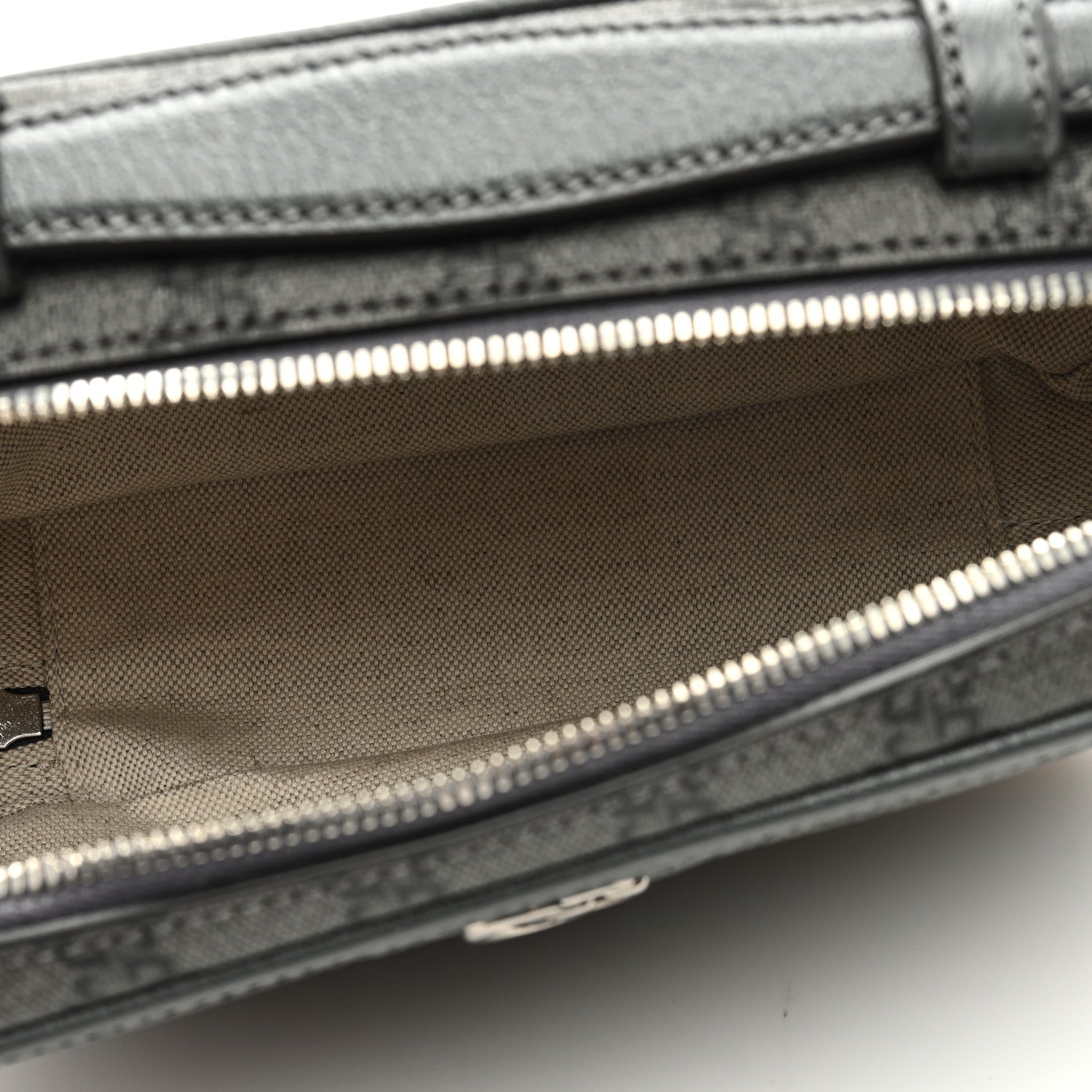 Gucci GG Supreme Monogram Textured Dollar Calfskin Small Ophidia Top Handle Shoulder Grey Black Graphite Grey 5 of 8
