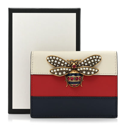 Gucci Calfskin Queen Margaret Card Case Wallet Blue Agata Hibiscus Red Mystic White 12 of 12