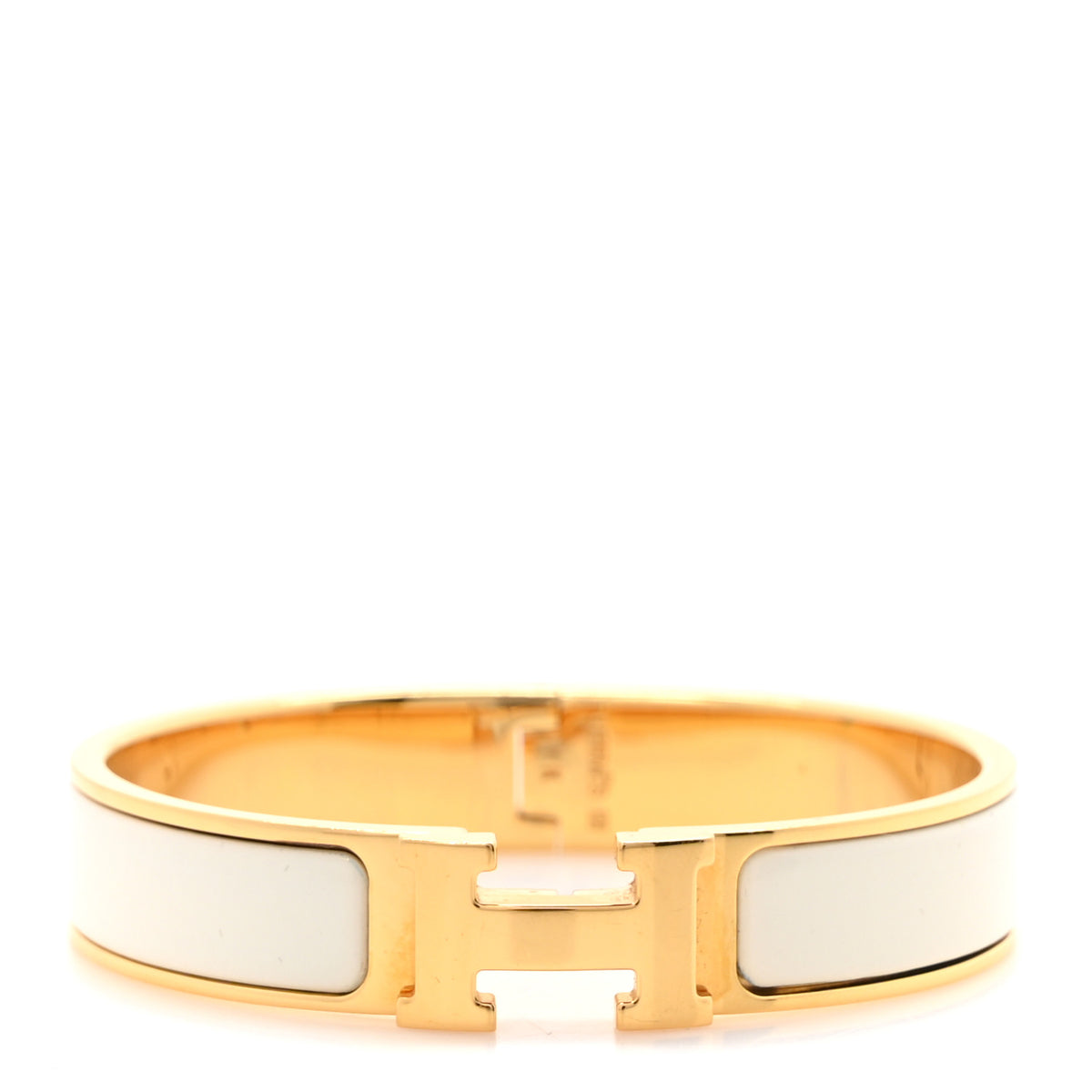 Enamel Narrow Clic Clac H Bracelet GM White