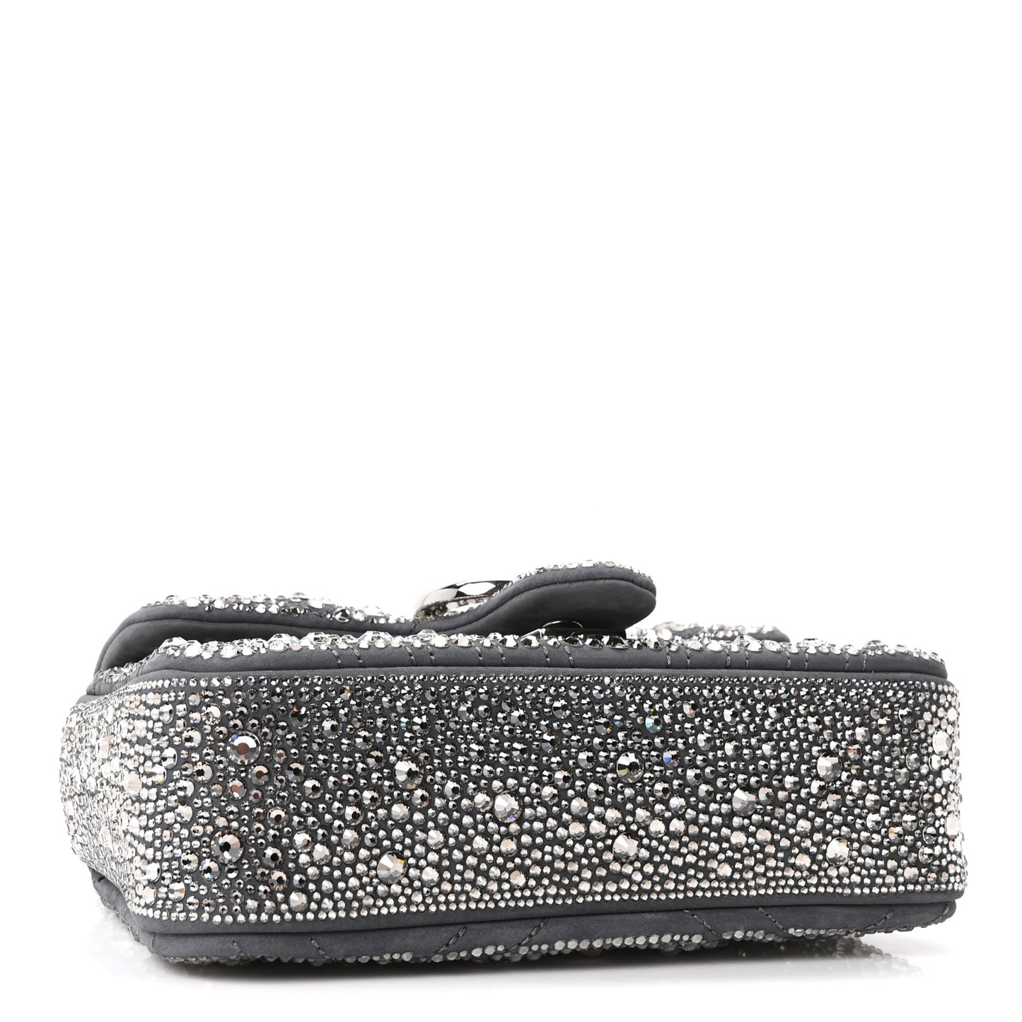 Suede Matelasse Crystal Mini GG Marmont Shoulder Bag Grey