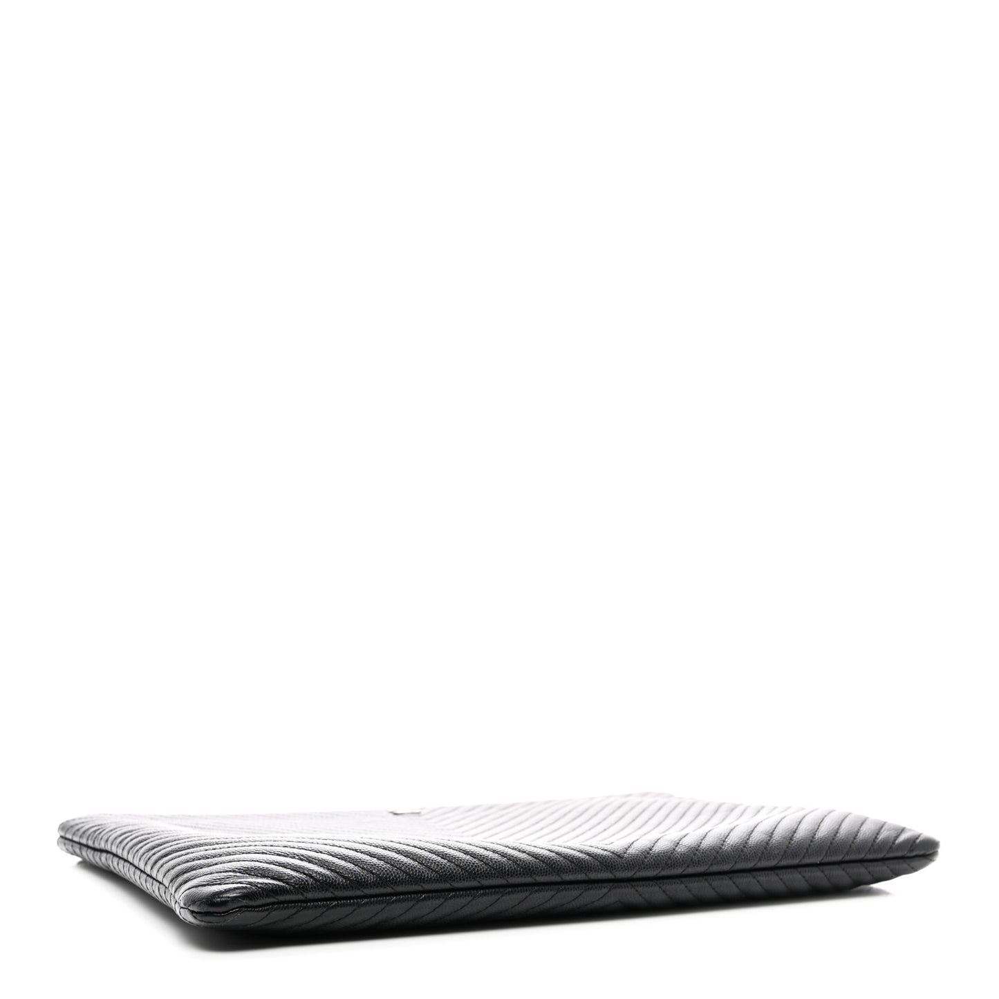 Caviar Chevron Quilted Large Cosmetic Case Black