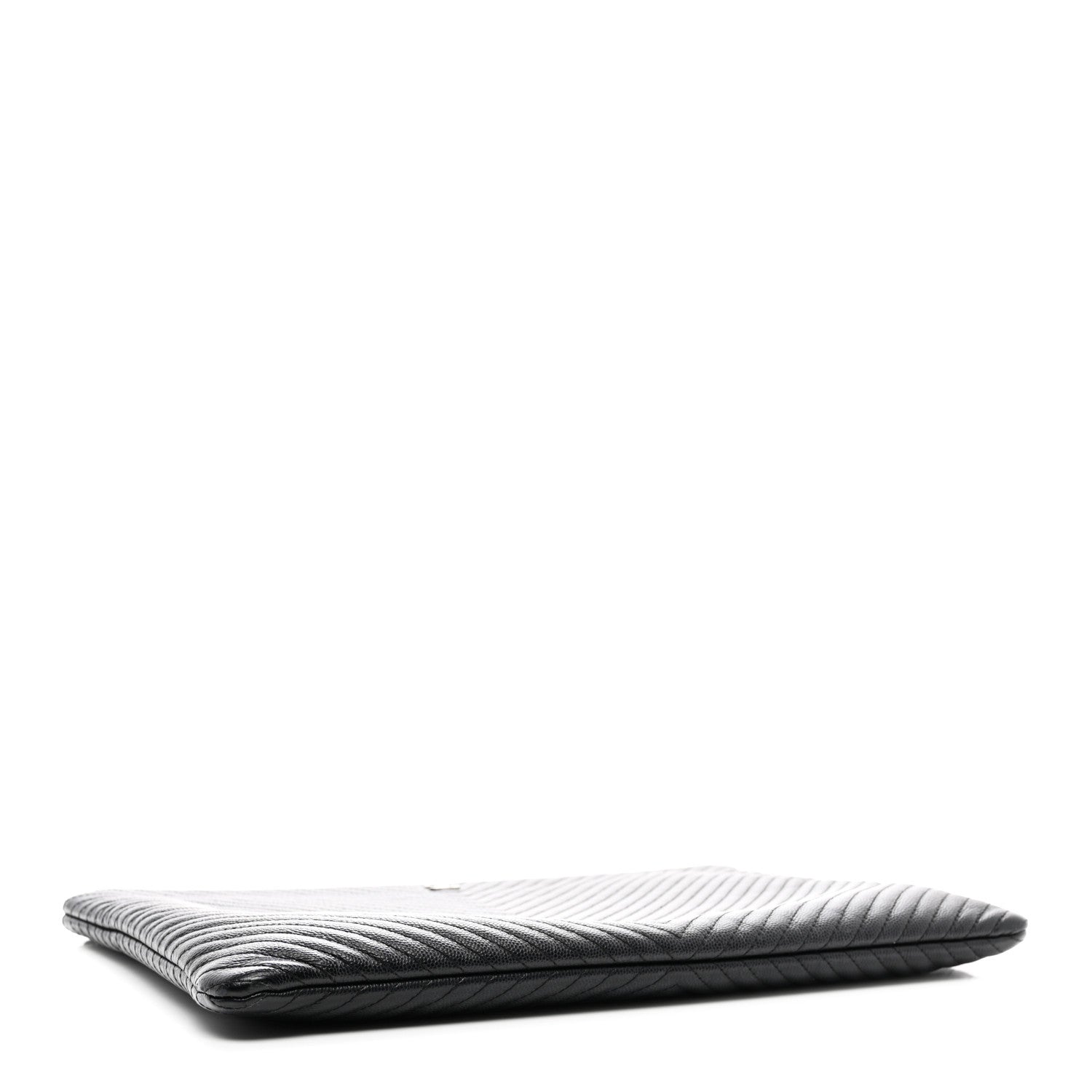 Chanel Caviar Chevron Quilted Large Cosmetic Case Black 4 of 9