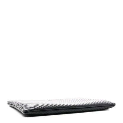 Chanel Caviar Chevron Quilted Large Cosmetic Case Black 4 of 9