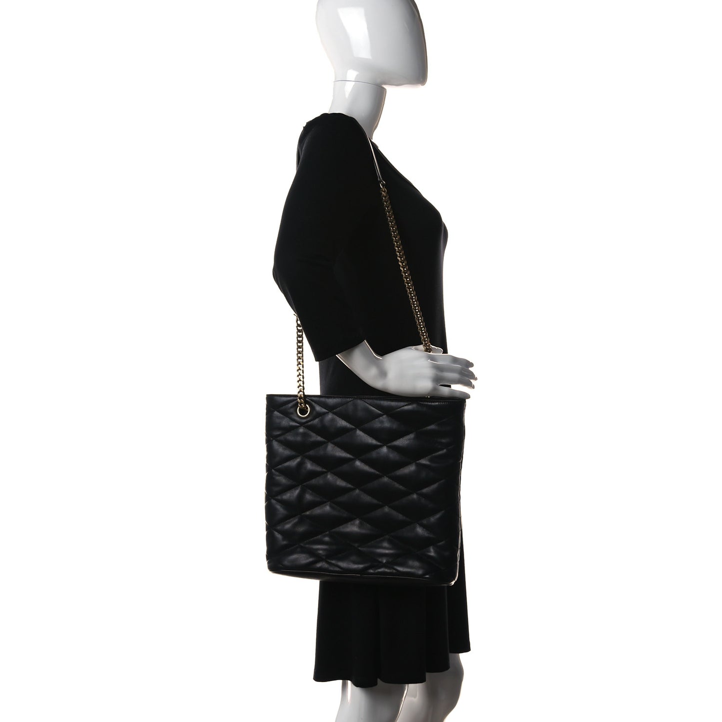 Lambskin Quilted Lolita Bucket Bag Black