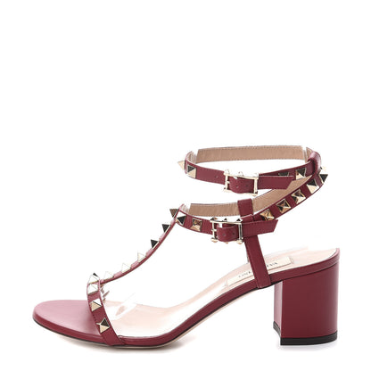 Valentino Garavani Calfskin Rockstud Ankle T-Strap 60mm Sandals 36 Rubino 1 of 7