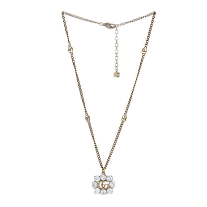 Gucci Crystal Embellished Double G Necklace Aged Gold 3 of 5