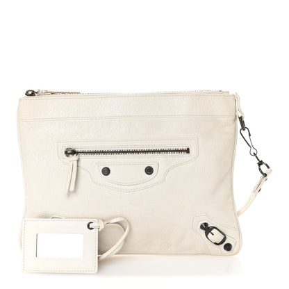 Balenciaga Agneau Classic Hardware Flat Handle Clutch White 2 of 12