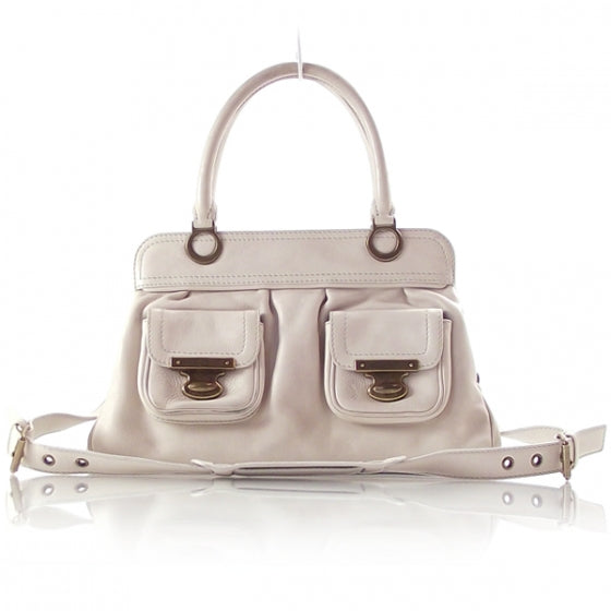 Leather Grace Kisslock Tote Linen