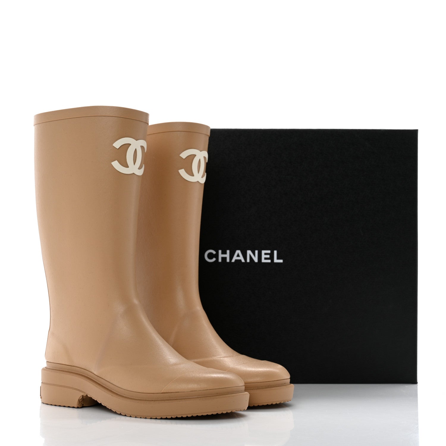 Chanel Caoutchouk CC High Boots 35 Beige 9 of 9