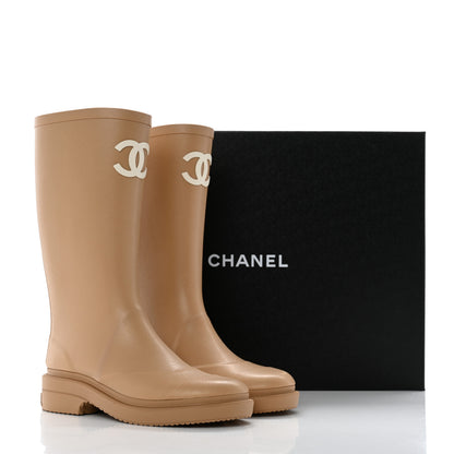 Chanel Caoutchouk CC High Boots 35 Beige 9 of 9
