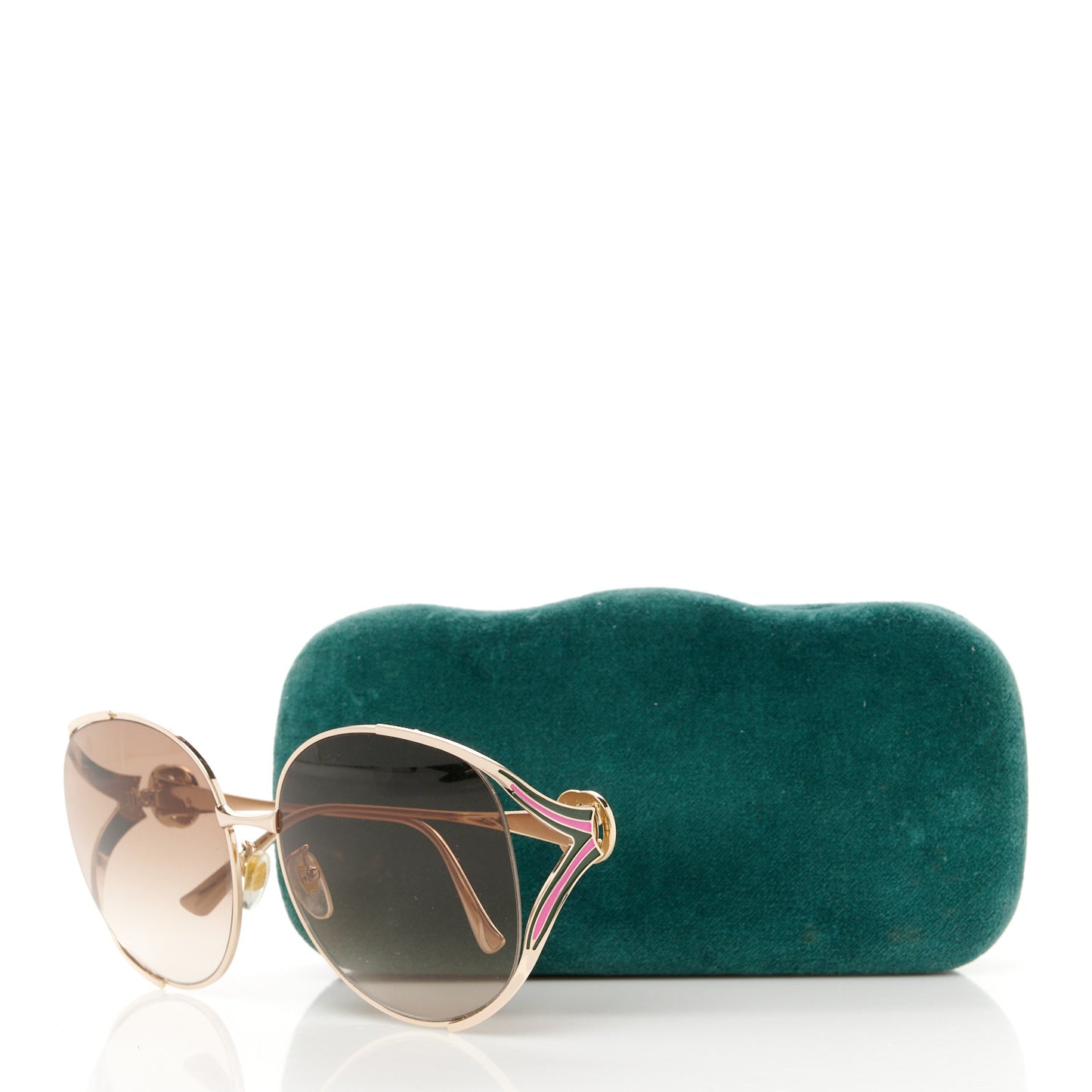 Metal Oversized Round Frame GG0225S Sunglasses Green Pink