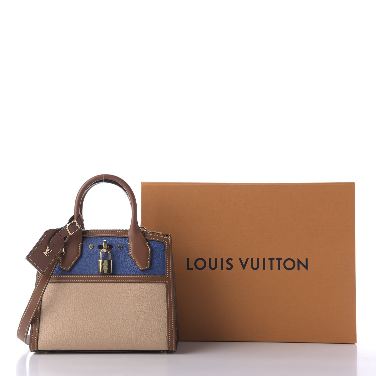Louis Vuitton Taurillon City Steamer Mini Blue Beige 9 of 9