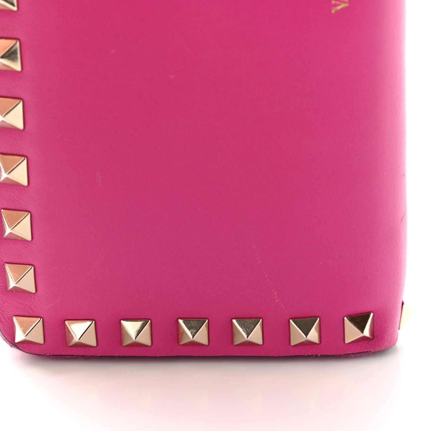 Valentino Garavani Calfskin Rockstud Zip Around Wallet Bright Fuxia 8 of 16