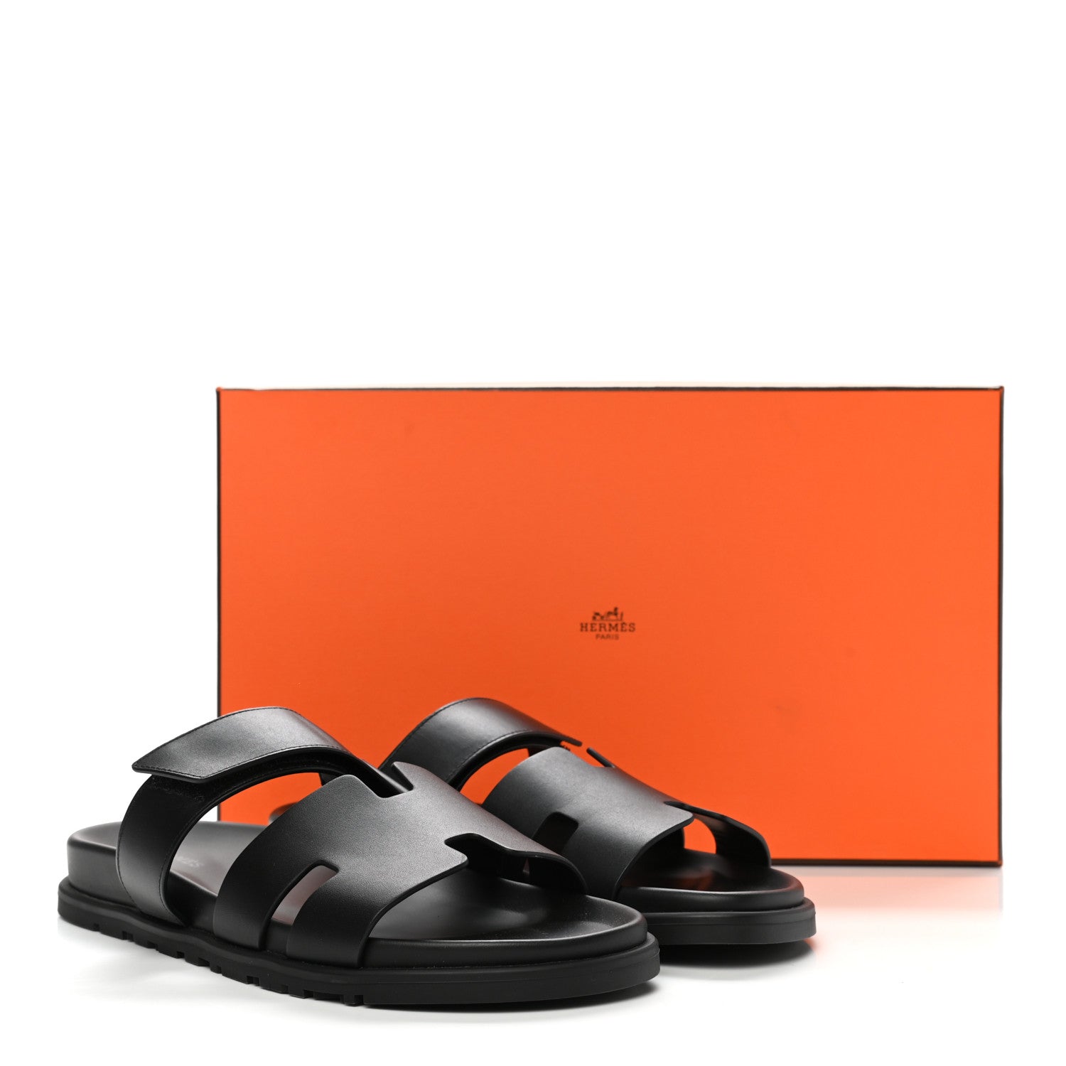 Hermes Calfskin Mens Chypre Sandals 41 Black 9 of 9