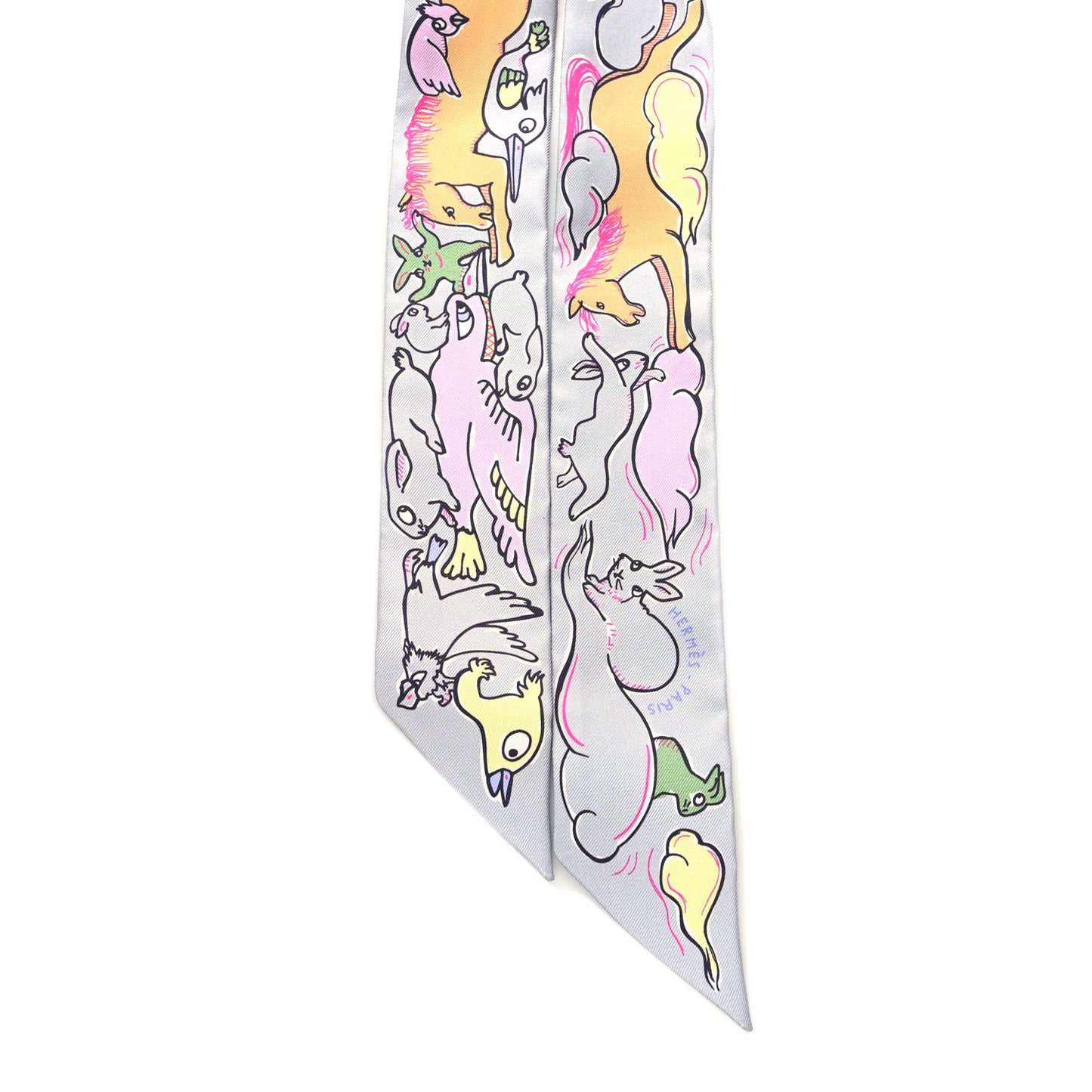 Silk Mille Et Un Lapins Twilly Gris Perle Rose Jaune