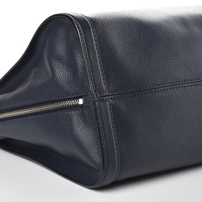 Alexander McQueen Pebbled Calfskin Large Skull Padlock Zip Around Tote Navy 8 of 10